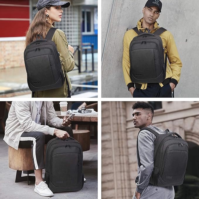 Monsdle Travel Laptop Backpack Anti Theft Backpacks with USB Charging Port, Travel Business Work Bag 15.6 Inch College Computer Bag for Men Women, Black | USB Charging Port, College Computer Bag