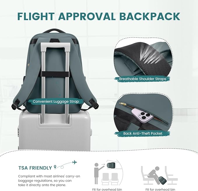 Lunch Backpack 16 Inch Laptop Backpack with Insulated Cooler Lunch Box Food Bag for College Work Camping Picnics (Atrovirens)