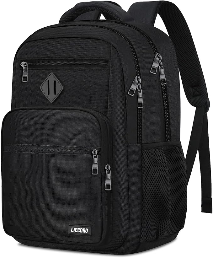 Black Backpack for Men, School Backpack for Boys Teens,15.6 inch Laptop Back Pack with Reinforced Straps, Backpacks for School Business Work College Travel, College Book Bag, Bookbag