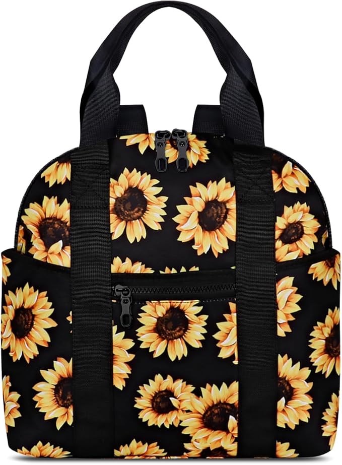 Women’s Backpack Purse Medium Size with Trolley Sleeve, Adjustable Strap/Top Handle, Water Resistant Travel Daypack, Sunflower
