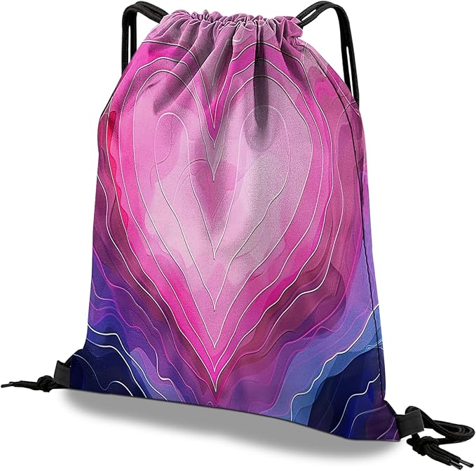 Drawstring Backpack Draw String Bag Waterproof for Sports Gym Beach Travel Cute Aesthetic Sackpack Men Women (13"×17")-Dark Pink