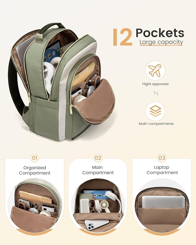 LOVEVOOK Laptop Backpack for Women, 15.6 Inch Work Business Backpack Purse for Teacher, Waterproof Nurse Bag College Bookbag for School, Casual Personal Item Travel Bag College Daypack
