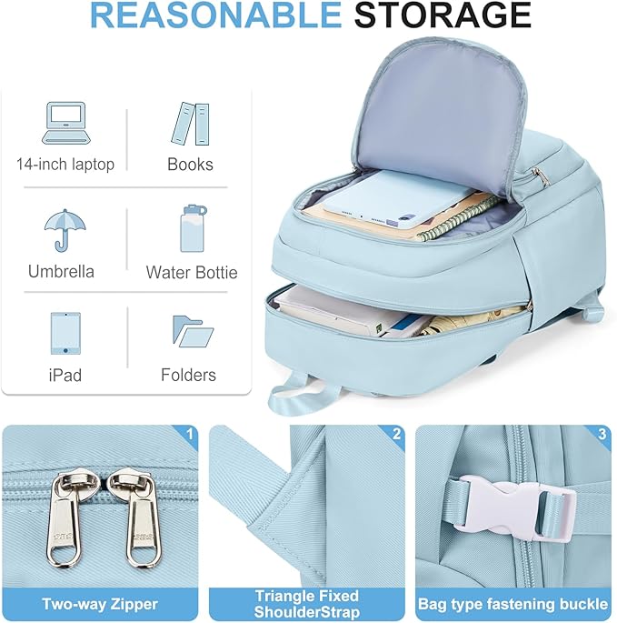 Lightweight Backpack for College & High School Backpack With Lots of Pockets Cute School Bag for Girls Boys, Large Capacity Bookbag for Women Men, Waterproof Teens Casual Daypack Backpack(Blue)