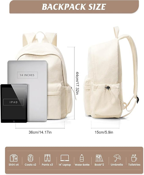 Classic Backpacks For School Teens Girls Boys, Lightweight Casual Daypacks Middle Students Backpck, Cute High School Bookbag, Simple College Backpack for Women Men(Beige)
