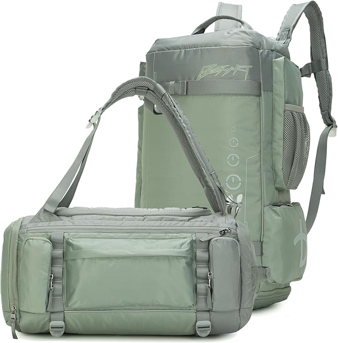 BE SMART 2 in 1 Convertible Gym Duffel Bags with Shoes Compartment-32L Waterproof Extra Large Workout Backpack for Gym Women, Heavy Duty Sports Duffle Backpacks for Travel, Hiking, Camping, Carry on