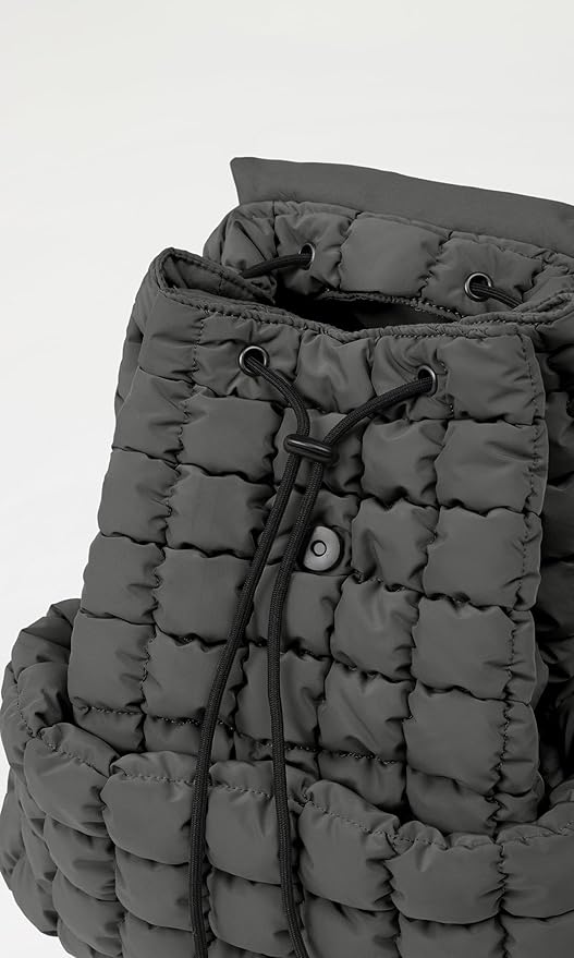 ODODOS Quilted Backpack 2.0 for Women Lightweight Puffer Hiker Pack Drawstring Padding Travel Gym Bag, Charcoal