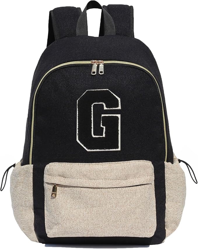 ESVAN Personalized Gifts Backpack Canvas Linen Nylon 17 inch Laptop Bag for Women Casual College