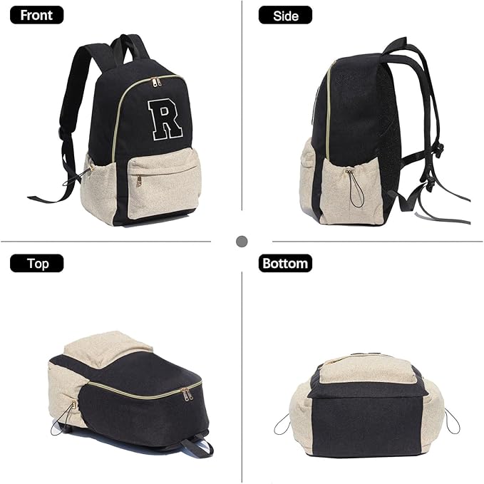 ESVAN Personalized Gifts Backpack Canvas Linen Nylon 17 inch Laptop Bag for Women Casual College