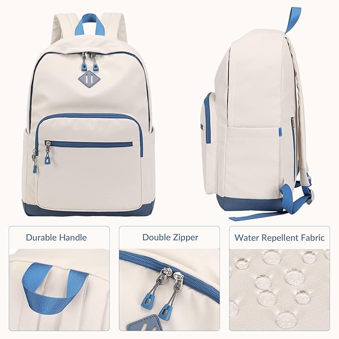 Lohol Classic Backpack for Girls Boys Teens, Lightweight Bookbag for School Travel College, 12.2 * 5.7 * 17.3 Inches (Blue/Blue)