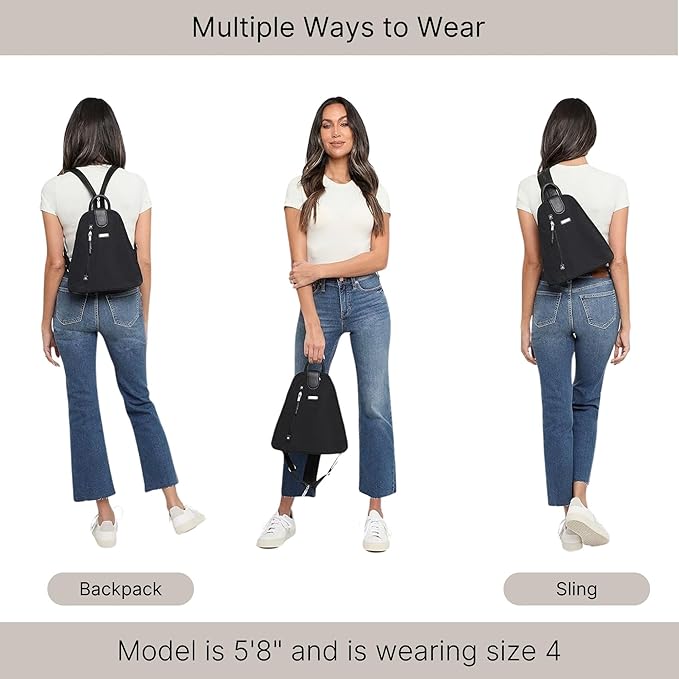 Baggallini Metro Backpack with RFID Phone Wristlet - 9x11 Convertible Sling Bag for Women with Adjustable Shoulder Straps