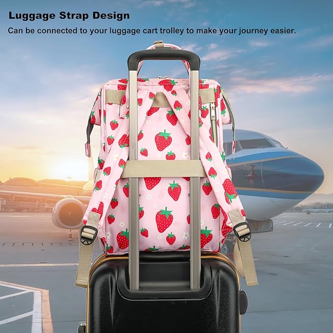 Laptop Backpack for Women Men, 15.6 inch College School Backpack Bookbag for Work/School/Travel/Business (Strawberry Pink)