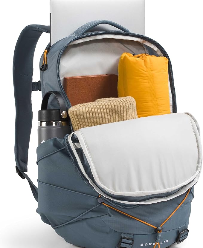 The North Face Borealis Commuter Laptop Backpack - Water Repellent, Laptop Sleeve, Large Main Compartment, Granite Grey/Dust Orange, One Size