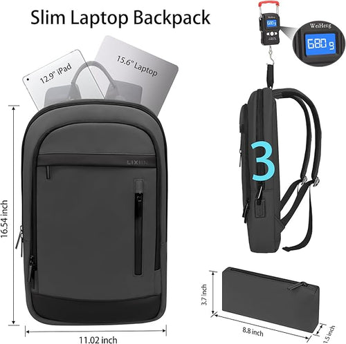 Business Backpack for Men Lightweight Commute Laptop Backpack Anti-Theft Water Resistant Backpack for 15.6 Inch Computer for Daily Office Work with Small Bag (Grey, 15.6")