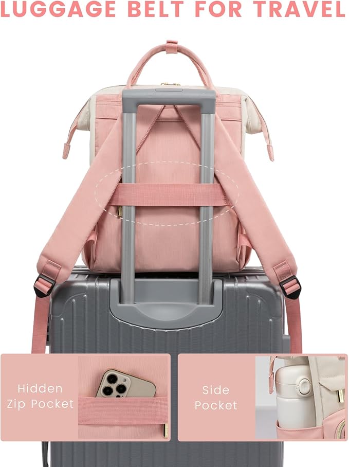 LOVEVOOK Mini Backpack for Women, 14Inch Small Backpacks Purse, Fashion Bag for Work Travel Gift, Lightweight Daypack, Beige-Pink