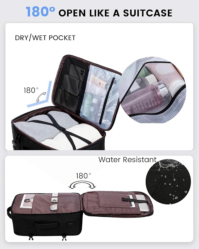 LOVEVOOK Travel Backpack, 40L Extra Large Backpack, Carry on Backpack 17 Inch with USB Port, Water Resistant Business Backpack for Men Women, Dark Grey