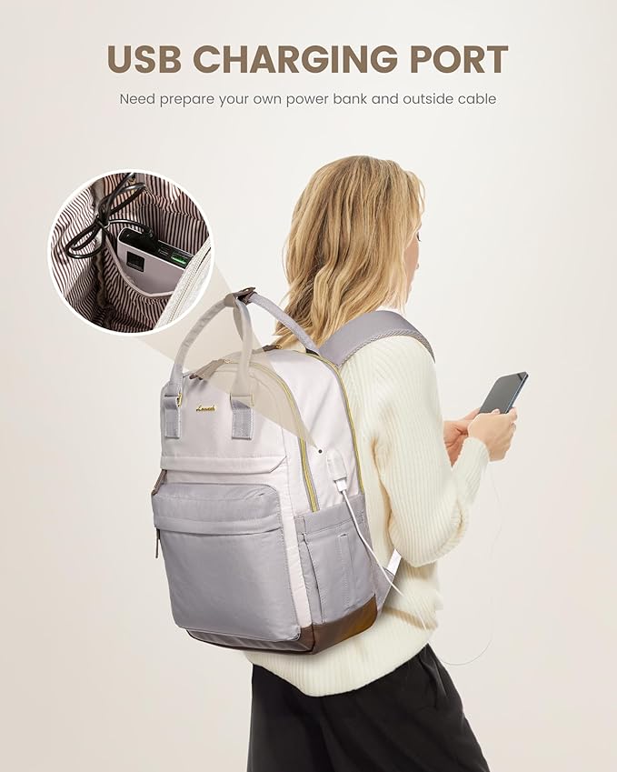 LOVEVOOK Travel Laptop Backpack Women, 15.6 Inch Anti-theft Laptop Bag with USB Port, Fashion Waterproof Computer Backpacks Teacher Nurse Backpack Purse for College School Work