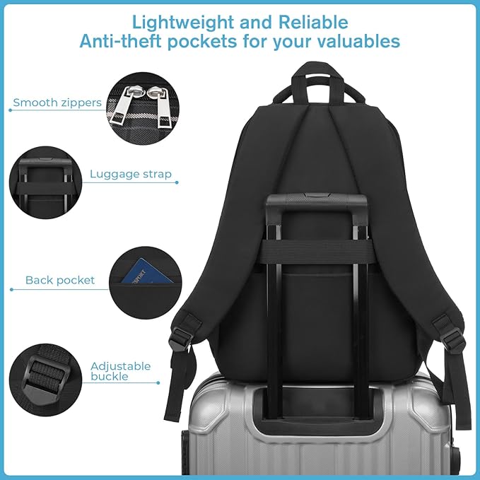 Laptop Backpack for Women College Students, Kids School Backpack Bookbag for Highschool Teen Girls Mochilas para Mujer, Black
