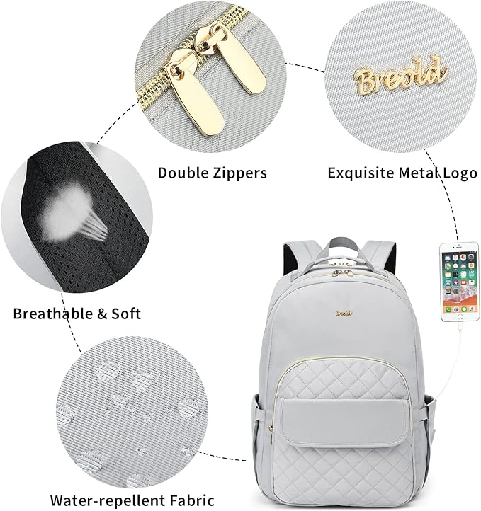 School Backpack Women,15.6 inch Laptop Bookbag with Stylish Stitch Pattern for Teen Girls,College Backpack Nursing Daypack TSA Friendly for Trip Work Business Middle School