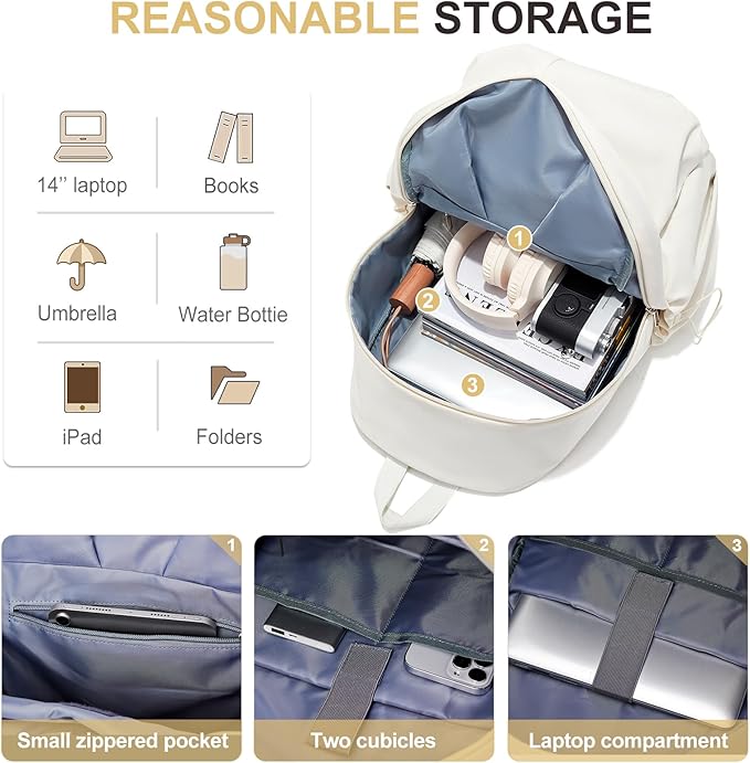 Basic Backpack For High School Women Men,Lightweight Casual Daypack College Backpack,Simple Bookbag For Teens Boys Girls,Waterproof School Bag(Beige)