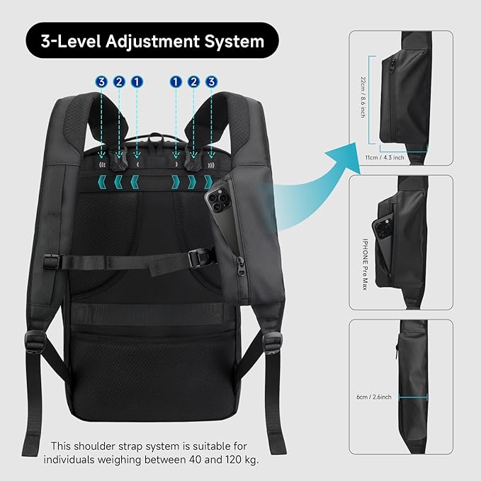 SWICKY 40L Travel Backpack for Men – TSA Friendly Carry-On, 17.3" Laptop Sleeve, Water-Resistant, Quick-Access Phone Pocket, Large Weekender for Travel & Commute