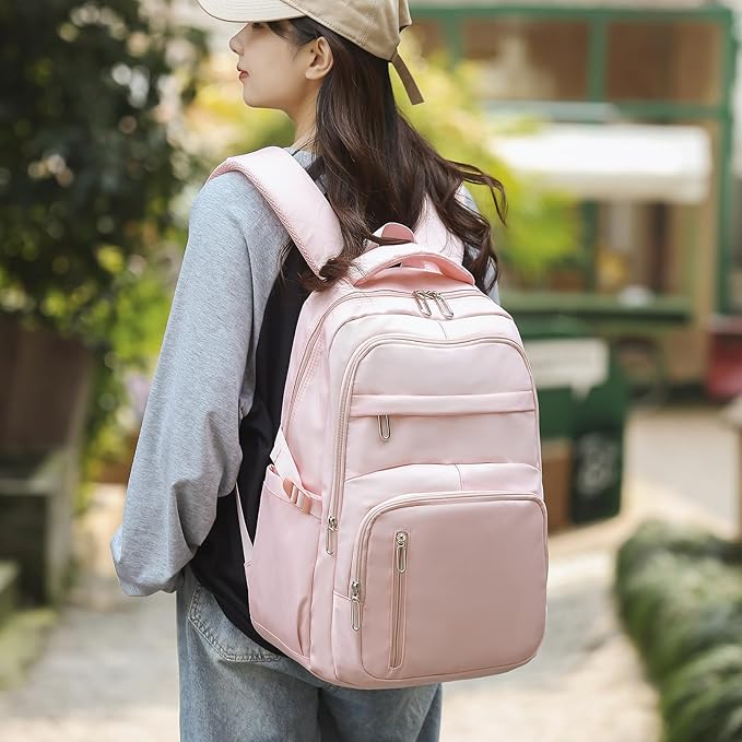 Cute School Backpack for Women Men Casual Travel Laptop Backpack Aesthetic Lightweight College Bookbags for Kids(Pink)