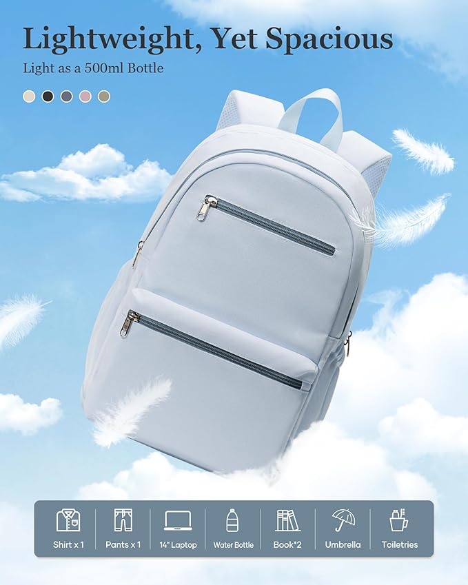 Lightweight School Backpack for Women Men, Multi Pocket Backpack for College Students, Waterproof Middle School Bags, Simple Bookbag for Teens Girls Boys, Blue
