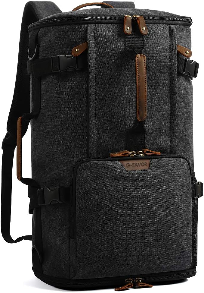 G-FAVOR 40L Travel Backpack, Vintage Canvas Rucksack Convertible Duffel Bag Carry On Backpack Fit for 17.3 Inch Laptop Bag