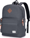 RAVUO School Backpack for Men Women | Classic Bookbag for 15.6 inch Laptop Water-Resistant College Daypack for Travel, Grey