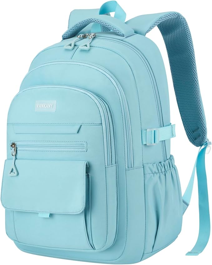 Teen Girls School Backpack, Aesthetic Bookbag for Middle High School, College Women Students Laptop Backpack Mochilas Escolares, Blue
