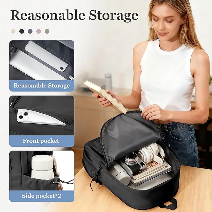 Classic Basic Black Backpack For Women,Waterproof High School Bookbag,Lightweight Casual Travel Daypack,College Backpack Men,Middle School Bag For Girls Boys