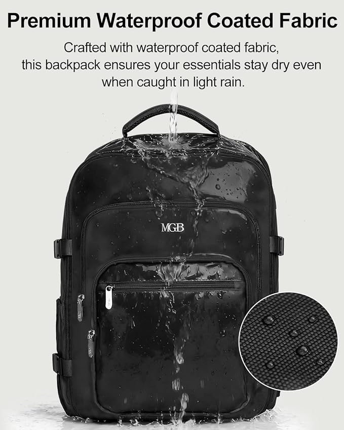 Travel Backpack for Women & Men, Large Carry On Personal Item Bag Airline Approved, Waterproof Traveling Overnight Bags, Gifts Laptop Backpack for Travelers College-Students Commuters (Black)