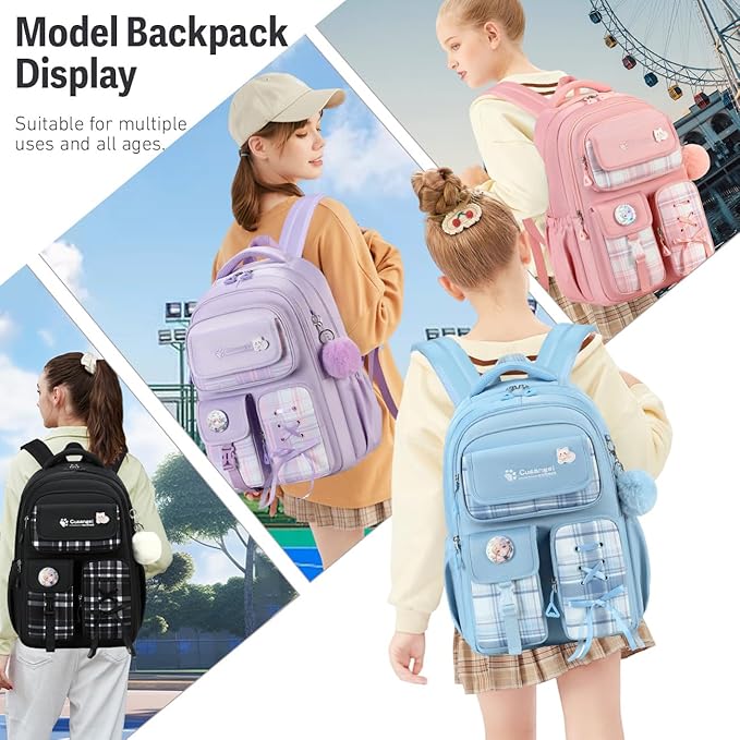 Cusangel Kids Backpack for Girls,18 inch Cute Daily backpack,Large Capacity School Waterproof Daypack