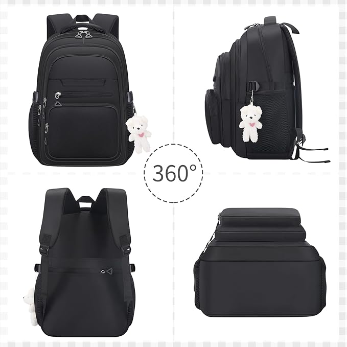 Cute Girls Backpack for School Kids Travel College backpack for Women Teen Black Bookbags Aesthetic Laptop Bagpack