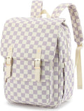 Corduroy Laptop Backpack for Women, Fits 15.6 Inch Computer Bag, College High School Bookbag Travel Daypack Purse, Work Business Bags - Corduroy Checkered Purple
