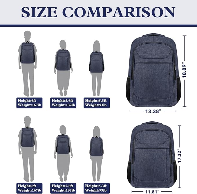 Travel Laptop Backpack, Travel Backpack, Lightweight Business Anti Theft Slim Sturdy Laptops Bag, Water Resistant College School Computer Bag Gifts for Men & Women Fits 15.6 Inch Notebook, Blue