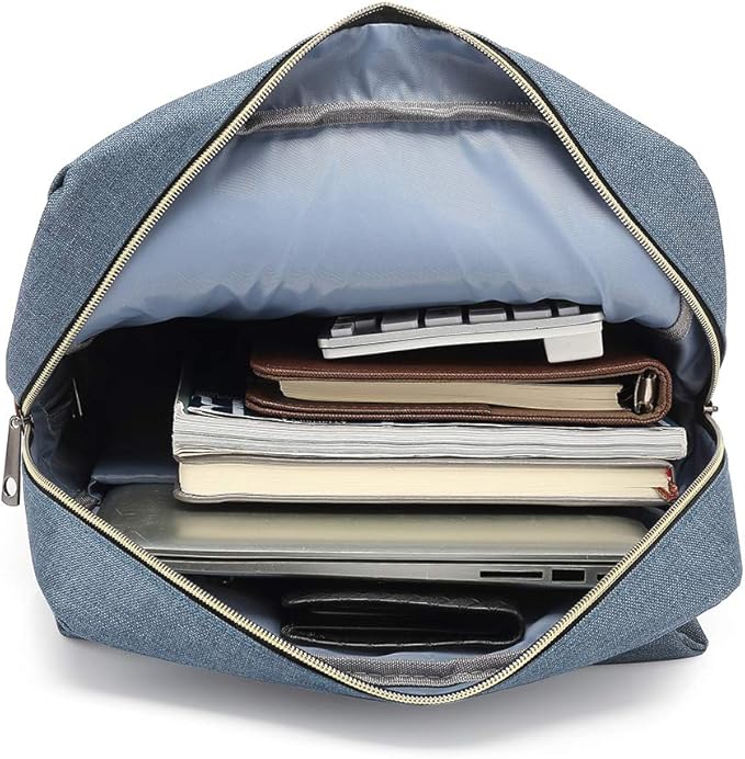 UGRACE Vintage Laptop Backpack with USB Charging Port, Elegant Water Resistant Travelling Backpack Casual Daypacks College Shoulder Bag for Men Women, Fits up to 15.6Inch Laptop in Blue