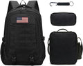 Backpack for Boys 3 in 1 Set, 19 Inch 55L Bookbag with Insulated Lunch Box Pencil Case, Molle School Backpack for Kids Teens, Outdoor Hiking Trekking Camping Travel for Elementary Middle High School