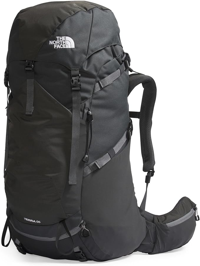 The North Face Women's Terra 55 Backpack - Hiking Pack, Women-Specific Fit, Cinch-Top Opening, Pole & Ice Axe Attachments, Asphalt Grey/TNF Black-NPF, Medium/Long