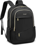 LOVEVOOK Laptop Backpack for Women, Black Business Travel Backpacks with USB Port, Water Resistant Work Teacher Computer Bag, Stylish Daypack, Fits 15.6" Laptop