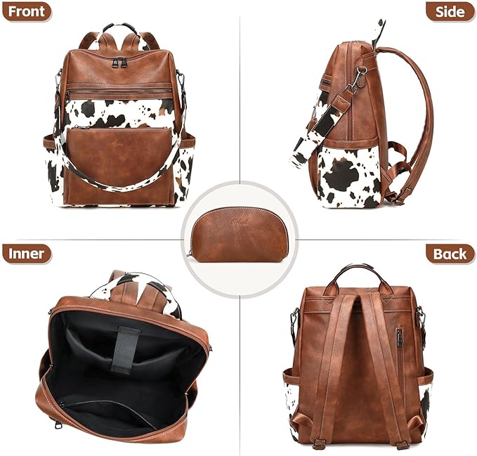 Vegan Leather Laptop Backpack for Women 15.6 Inch Work Backpack Purse for Travel College