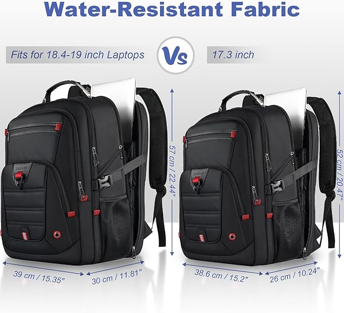 Z-MGKISS Extra Large Travel Backpack With 52L Capacity, Long-Term Durability TSA Backpack, Anti-Theft 17.3" Big Business Laptop Backpack for Men&Women, Water Resistant College Rucksack Bag, Black