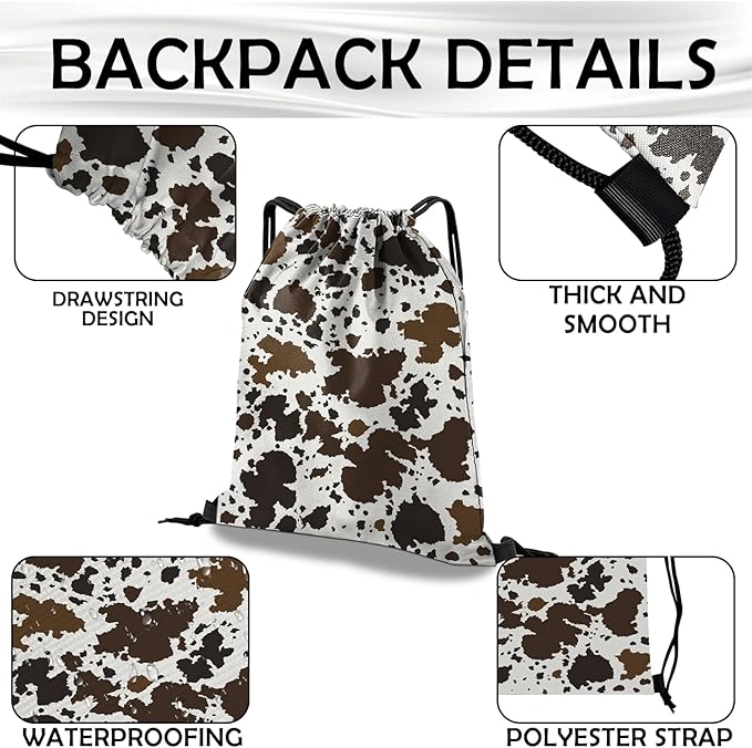 Drawstring Backpack Draw String Bag Waterproof for Sports Gym Beach Travel Cute Aesthetic Sackpack Men Women (13"×17")-Cowhide