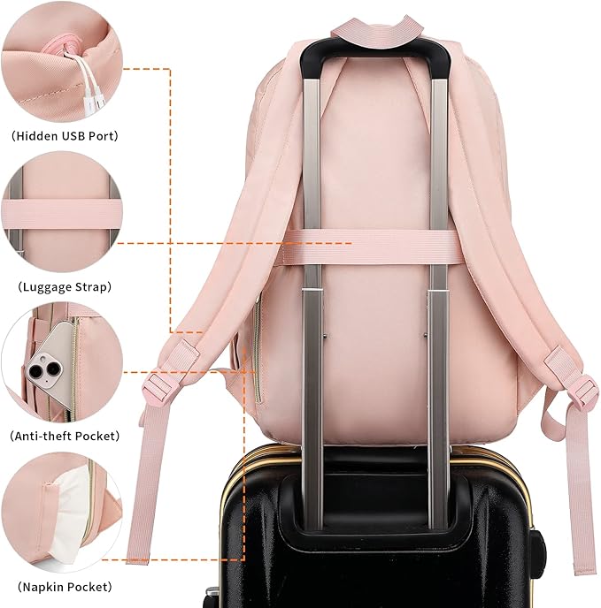 School Bookbags for Girls Work Backpack for Women 17.3 inch Laptop,College Backpack Nursing Daypack TSA Friendly for Trip Work Business Middle School