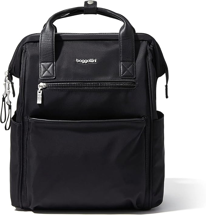 Baggallini Soho Backpack - Travel Laptop Backpack for Women - Lightweight Water-Resistant Luggage Bag, Black