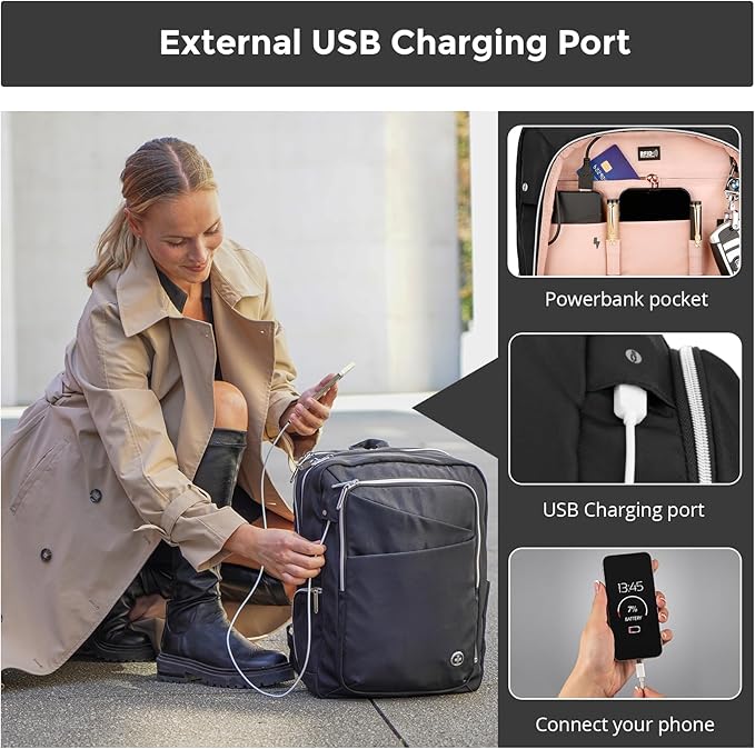 Swissdigital Design Laptop Backpack for Women，Travel Backpack with USB Charging Port，Fits 15.6 Inch School Computer Backpacks for Work Business,Platinum | SD1006F-01B