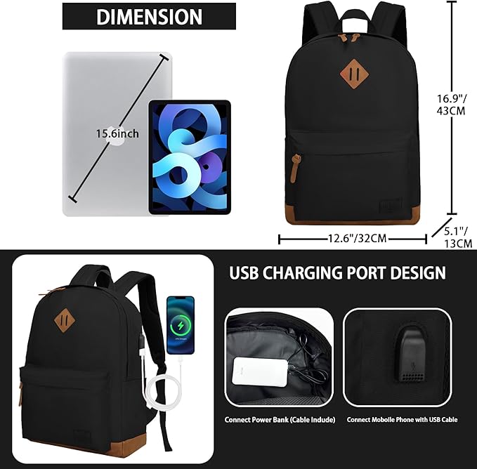 Goloni 12 Packs Classic Backpack with USB Charging Port,Laptop Backpack for Travel