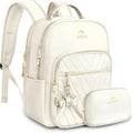MATEIN Cute Backpacks for Women, Mini Stylish Daypack Purse, Waterproof Anti-theft Travel Casual Daily Rucksack Shoulder Handbag for Work College Dating, 2pcs Sets, Beige