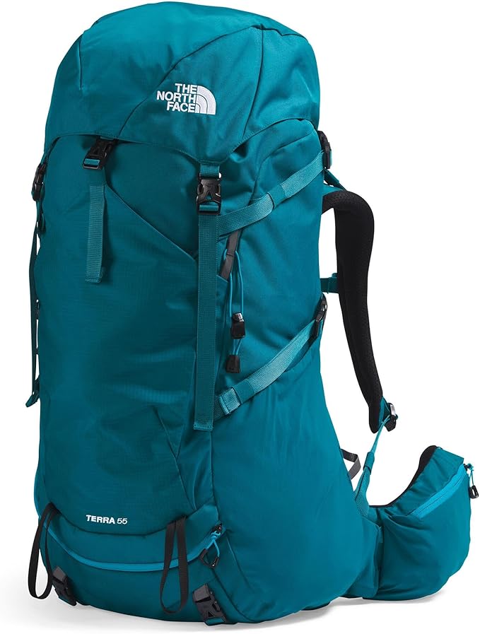 The North Face Women's Terra 55 Backpack - Hiking Pack, Women-Specific Fit, Cinch-Top Opening, Pole & Ice Axe Attachments, Blue Moss/Sapphire Slate-NPF, X-Small/Small