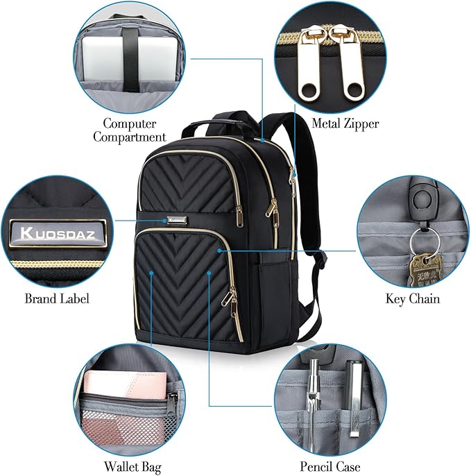 Backpack for Women, 17.3 Inch Large School Backpack, Girls Bookbag, Big Work Travel Laptop Back Pack Purse Casual Daypacks, Black