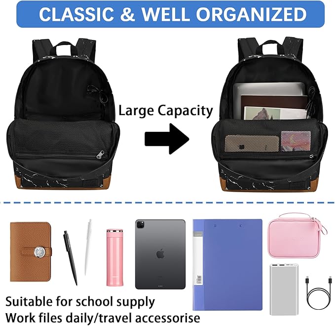 Goloni Backpack for Men Women, Anti-Theft Travel Laptop Backpack, Water Resistant 17.3 Inch USB Charging Backpack, Large Capacity Work Commute Bag